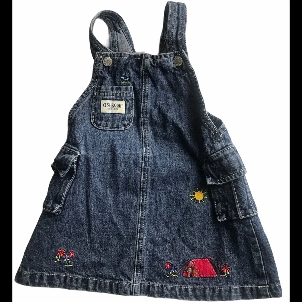 OSHKOSH Jean Embroidered Overall Dress Play 18M